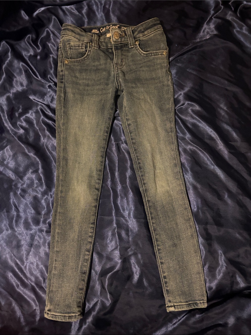 Cat & Jack Girls' Dark blue denim Skinny Jeans